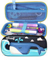 Qitong Blue Whale Green 3D Pencil Case/Box with Compartments - Kids School Supply Organizer Students Stationery Box - Girls Boys Pen Case Black Color.