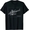 AH-64 Apache Helicopter Blueprint Shirt Summer Cotton O-neck Short Sleeve T-shirt. 