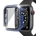Double-Row Diamond PC+Tempered Glass Watch Case For Apple Watch Series 6ySEy5y4 44mm. 