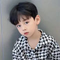 tik tok kids wig men's middle fashion short hair korean version handsome student black short straight wig head cover.