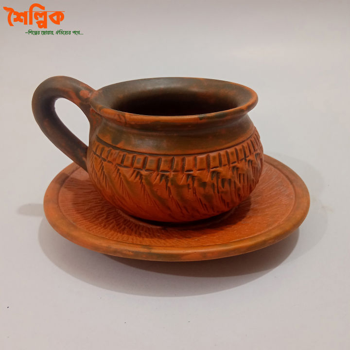Clay%20Tea%20Cup%20With%20Pirich%20.%20Clay%20Tea%20Cup%20Set%20.%20Matir%20Cup%20Pirich%20set%20.%20Tea%20Cup-Saucer%20Set%20-%20Image%202