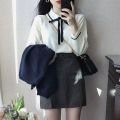 Preppy Style Sweater Women's Spring Autumn Winter Korean Style Loose Slimming Pullover Student Knitwear Coat Undershirt Top.