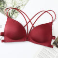 Front Buckle Korean Style Girls' Clothing All-Match Beauty Back Cross Spaghetti Strap Early High School Student Underwear Push up Small Size Bra.