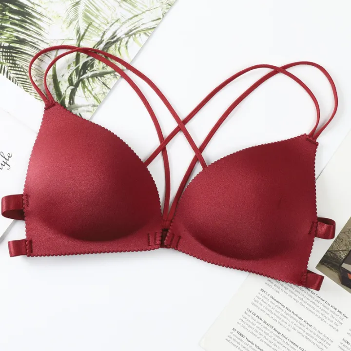 Front%20Buckle%20Korean%20Style%20Girls'%20Clothing%20All-Match%20Beauty%20Back%20Cross%20Spaghetti%20Strap%20Early%20High%20School%20Student%20Underwear%20Push%20up%20Small%20Size%20Bra%20-%20Image%207