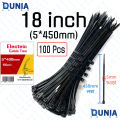 18 inch Cable Ties (5*450mm) 100 Pcs Zip Wraps Strap Nylon Fastening Ring Loop Wire industrial Cable Ties. 