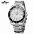 WINNER Automatic Mechanical Watch Business Casual Waterproof Luminous Calendar Hollow Steel Strap Watch Men's 8066. 