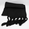 Black Wool Blend Muffler With Watermark Design. 