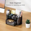 Black Metal Mesh Desk Organizer Pen Stand with Drawe.