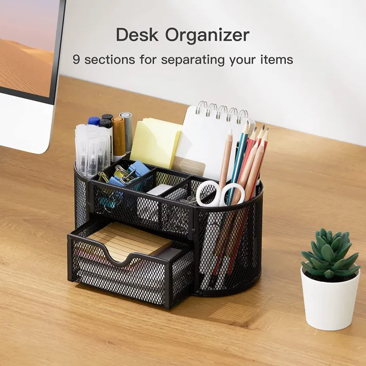 Black%20Metal%20Mesh%20Desk%20Organizer%20Pen%20Stand%20with%20Drawe%20-%20Image%204