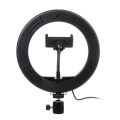 LED Studio Ring Light Dimmable Photoes Video Lamp Tripod Selfie Phone Holder - 8 inch. 