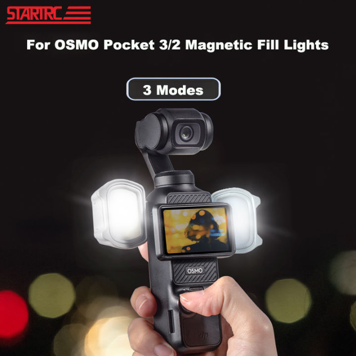 STARTRC Fill Light for DJI Pocket 3 Adjustable 3 Color Magnetic LED Lights Phone Clamp Lamp for Osmo Pocket 2 Camera Accessories