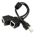 Ethernet Network Extension Cable Adapter-2 * Ethernet Splitter Cable-black.