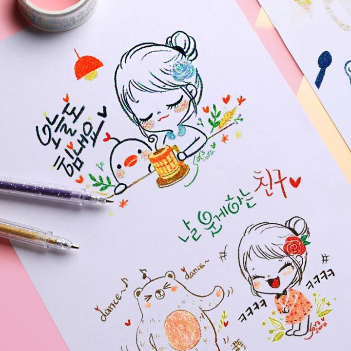 12pcs/18pcs%20Glitter%20Gel%20Pen%20Set%20with%2018%20color%20ink%20refill%20suitable%20for%20children%20adult%20coloring,%20journaling,%20art%20drawing,%20book%20doo%20-%20Image%206