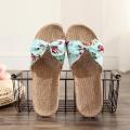 Women Female Bohemia Bowknot Flax Linen Flip Flops Beach Shoes Sandals Slipper.