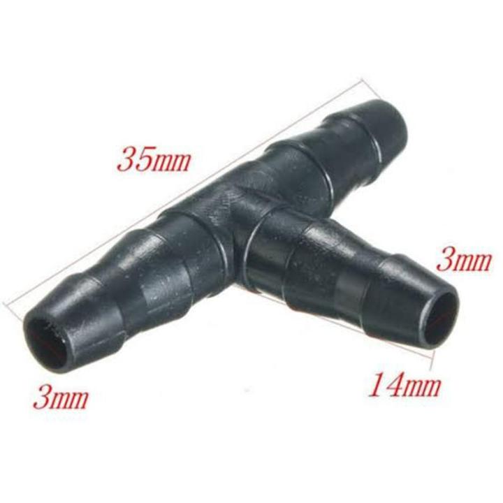 10ps Drip Sprinkler Irrigation 4/7mm Tee Pipe Barb Hose Fitting Joiner Drip System for 4mm/7mm Barbed Pipe Hydroponic Tee Connectors (Black)