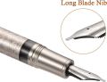 Hongdian 100 Silver Steel Piston Fountain Pen, Iridium Long Blade Fine Nib Calligraphy, Smooth Writing Pen.