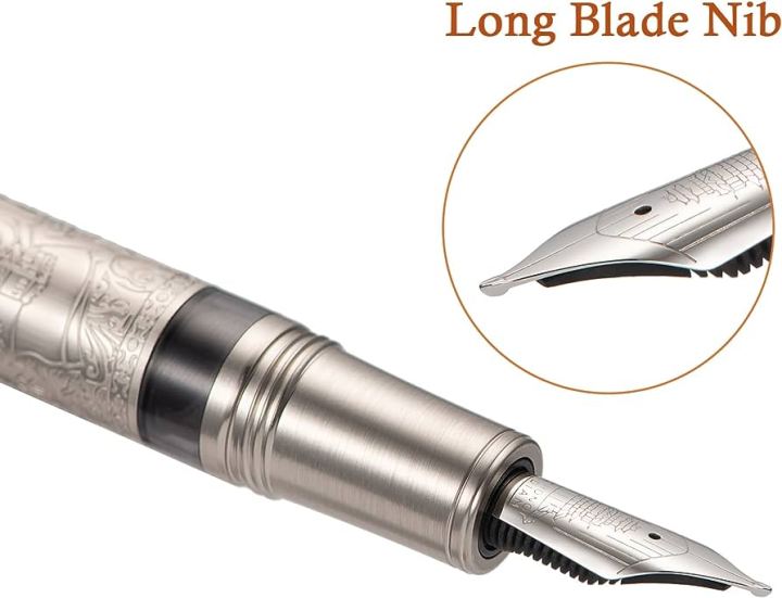 Hongdian%20100%20Silver%20Steel%20Piston%20Fountain%20Pen,%20Iridium%20Long%20Blade%20Fine%20Nib%20Calligraphy,%20Smooth%20Writing%20Pen%20-%20Image%204