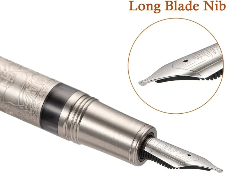 Hongdian%20100%20Silver%20Steel%20Piston%20Fountain%20Pen,%20Iridium%20Long%20Blade%20Fine%20Nib%20Calligraphy,%20Smooth%20Writing%20Pen%20-%20Image%204