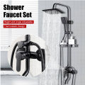 Matte Square Bathroom Thermostatic Mixer Shower Set Black Bathtub Shower Mixer Tap Wall Mount Rainfall Shower Mixer Tap. 