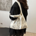 Lace Black Butterfly Tote Bag 2024 New Trendy Korean Version Literary Canvas Bag Large Capacity Student Class Bag Girl. 