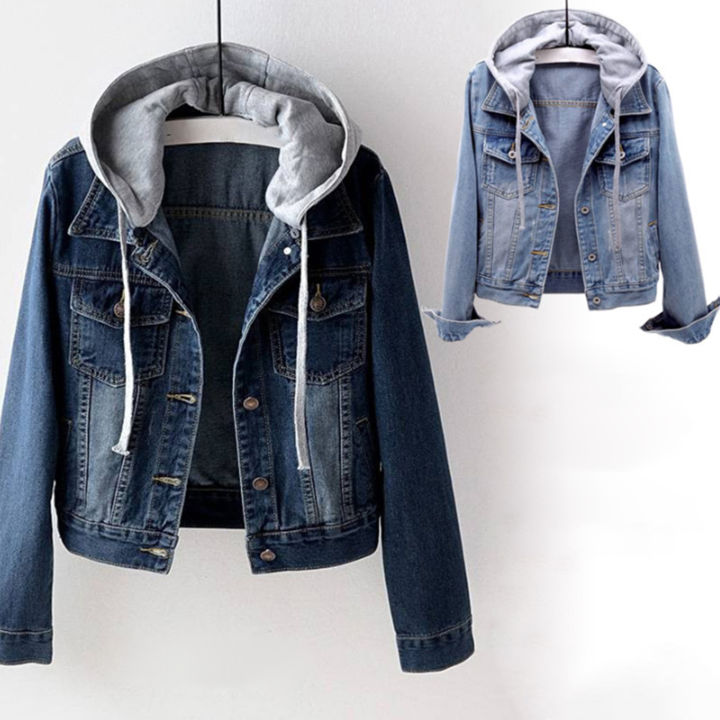 Women%20Hoodie%20Turndown%20Collar%20Women%20Short%20Slim%20Denim%20Jacket%20-%20Image%206