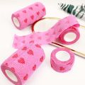 4-Sizes Multipurpose Heart Printed Self-Adhesive Bandage Soft Non-woven Elastic Sports Wrap Tape for Finger Joint Knee.