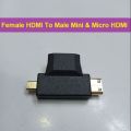 T SHAPED HDMI Female To Mini And Micro HDMI Male Adapter T-Shape Converter HDMI Adapter Plug 3 In 1 90 Degree Converter Connector.