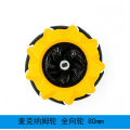 80mm Omnidirectional Mecanum Wheel for Robotics with Yellow Frame and Black Tire (4 Pieces).