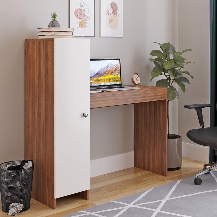 Maria%20Cupboard%20Study%20Table,%20Workstation,%20Computer,%20Laptop,%20WFH%20Office%20Desk,%20Gaming%20Table%20with%20Side%20Bookshelf%20Storage%20(Exotic%20Teak%20&%20White)%2043/40%20-%20Image%203