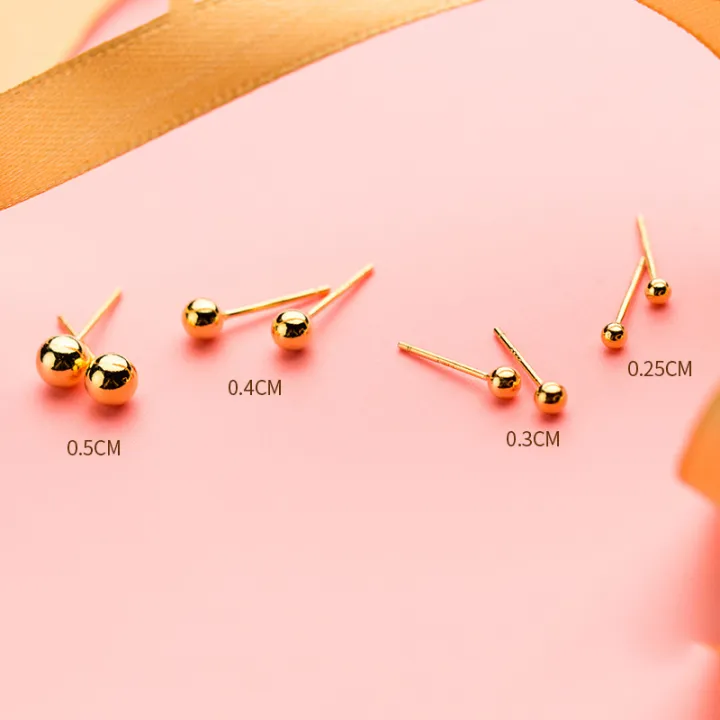 INZATT%20Real%20925%20Sterling%20Silver%2018K%20Gold%202.5/3/4/5MM%20Bead%20Stud%20Earrings%20For%20Women%20Fine%20Jewelry%20Ear%20Hole%20Minimalist%20Accessories%20-%20Image%202