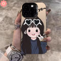 Cartoon Cute Girl Boy Love Heart Glasses Couples Case Compatible for IPhone 13 15 16 14 11 12 Pro Max 7Plus XR X XS Max 7 15 16 14 8 Plus SE 2020 Luxury Plating Metal Lens Case. 