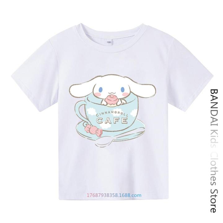 Sanrio Kids Cinnamoroll Tshirt Summer Hello Kitty Kids Cartoon Casual short-sleeved T-shirt Baby Boy Clothing Girls Clothing