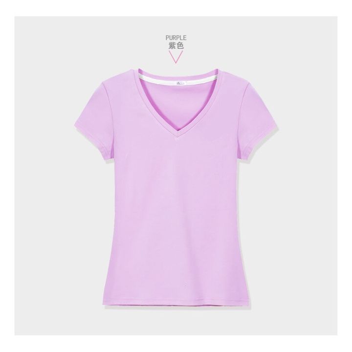 Solid%20V%20Neck%20T%20Shirt%20Women%20Summer%20Slim%20Fit%20Cotton%20T-Shirts%20Short%20Sleeve%20Female%20Casual%20Comfy%20Base%20Shirt%20All%20Match%20Lady%202022%20Tees%20-%20Image%207