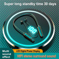 ROWEQPP Wireless Bluetooth-compatible Headset LED Digital Display Hanging Neck Stereo Noise Cancelling Sports Earphones Bl-021. 