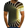 Hot sale summer new style vortex men's 3d t-shirt printed pop flower funny men's shirt O-neck everyday short-sleeved Harajuku.