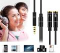 Audio Splitter Cable 3.5mm Female with 2 Port 3.5mm Male with Mic Extension Aux Cable Adapter. 