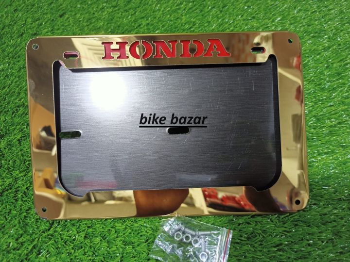 HONDA License  Plate Frame 2 part golden colour for All Honda Motorcycle