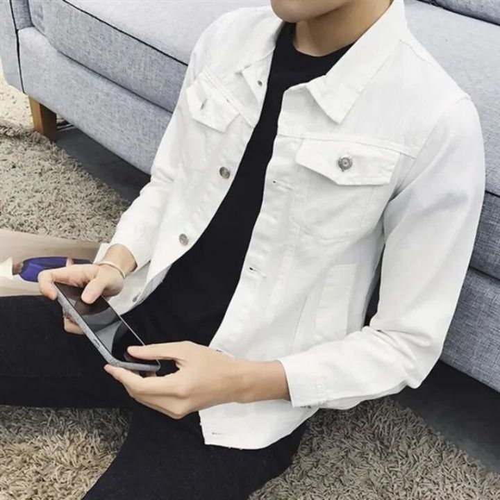 Male%20Jean%20Coats%20Casual%20Slim%20Men's%20Denim%20Jacket%20White%20with%20Hole%20Ripped%20Short%20Cheap%20Price%20Stylish%20Loose%20Korea%20Low%20Cost%20Fashion%20G%20-%20Image%202