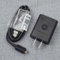For Motorola 18W US Turbo Fast Charger Wall Power Adapter 100CM Micro/Type C Cable For Moto Edge+ E5 Plus Z Z2 Z3 Play G30 G53. 