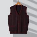 Autumn and Winter Men's New Vest Thickened Vertical Stripes Jacquard Cardigan Vest Casual Simple Men's Knitted Vest. 