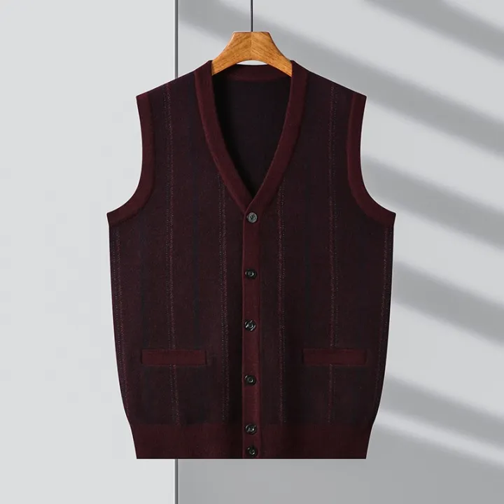 Autumn%20and%20Winter%20Men's%20New%20Vest%20Thickened%20Vertical%20Stripes%20Jacquard%20Cardigan%20Vest%20Casual%20Simple%20Men's%20Knitted%20Vest%20-%20Image%204
