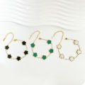 Alien ALTERA Fashion 18 Gold Plated Double Side Clover Bracelet for Women Stainless Steel Luxury 5 Flowers Charm Bracelet Jewelry Gift. 