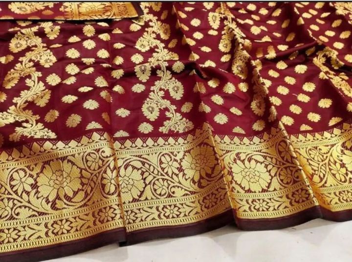 Tangail%20halfsilk%20%20Katan%20Saree%20without%20Blouse%20Piece%20For%20Women%20-%20Image%203