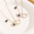 Best Selling Fashion Jewelry Non Tarnish Zirconia Devil Eyes Pendant Necklace Stainless Steel Rose Gold Plated Blue Eye Necklace. 