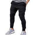 Black Cotton Slim Fit Sweatpants for Men.