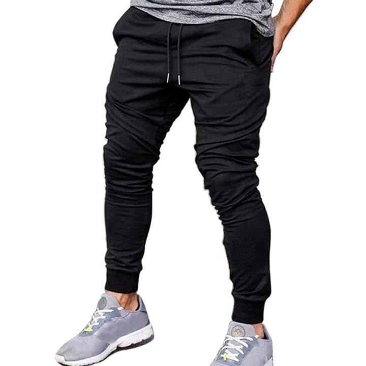 Black Cotton Slim Fit Sweatpants for Men