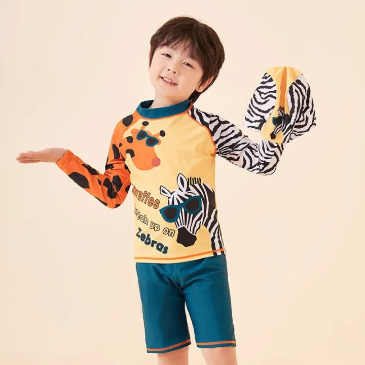 New%202022%20Boys%20Swimwear%20Children%20Sun%20Protection%20Kids%20Cute%20Long%20Sleevezebra-stripe%20Boy%20Two%20Pieces%20Swimsuit%20-%20Image%205