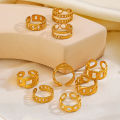 Dainty 18K PVD Gold Stainless Steel Link Chain Retro Rings Polished Non Tarnish Jewelry Ring For Women.