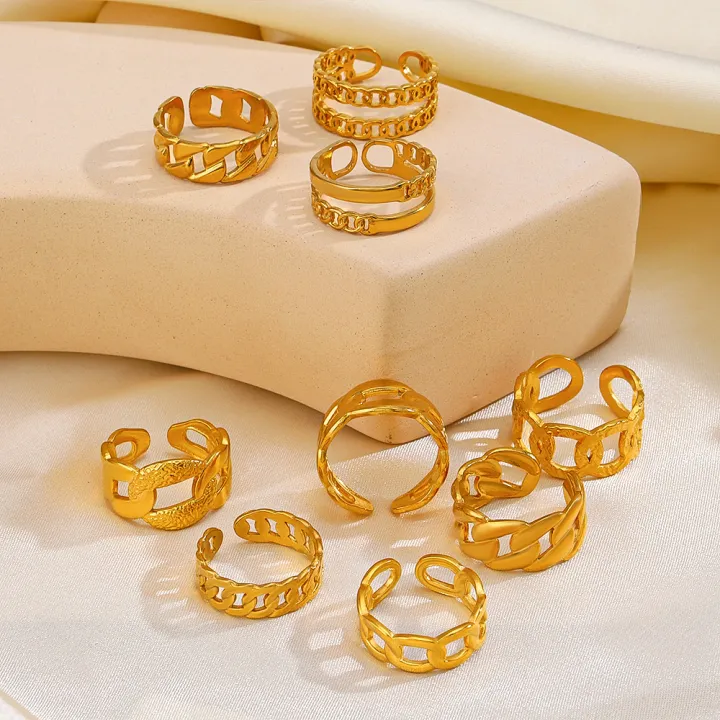 Dainty%2018K%20PVD%20Gold%20Stainless%20Steel%20Link%20Chain%20Retro%20Rings%20Polished%20Non%20Tarnish%20Jewelry%20Ring%20For%20Women%20-%20Image%205