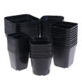 10pc Black Flower Pots Plastic Pots Small Square Pots for Succulent plants Layor. 